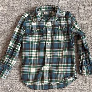 Plaid Kids Shirt - Green and White
